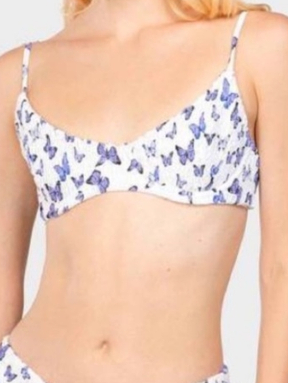 Blackbough Blue And White Butterfly Bikini Top Sz M